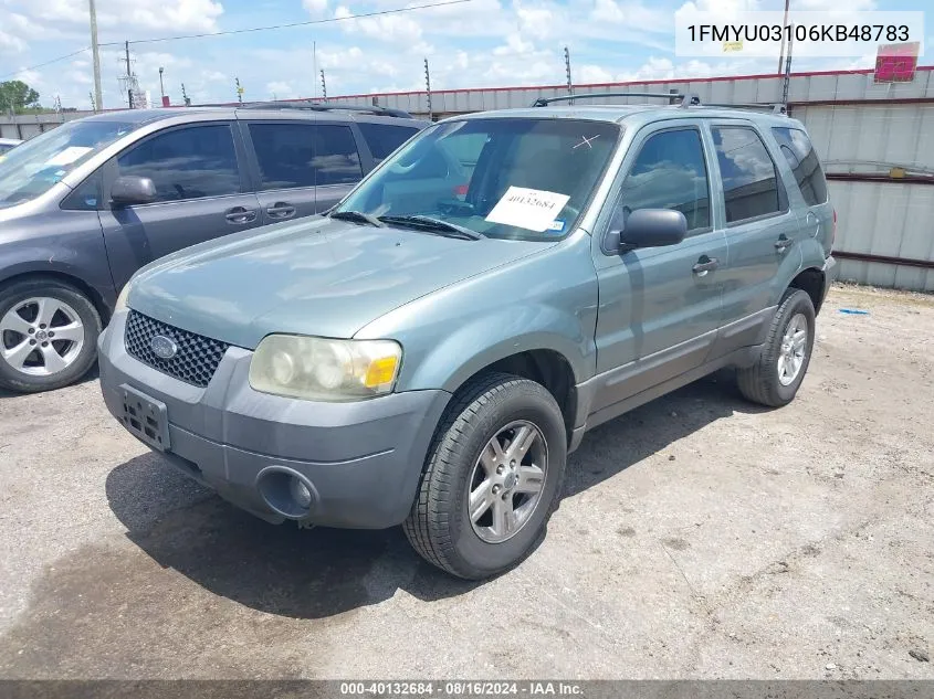 2006 Ford Escape Xlt/Xlt Sport VIN: 1FMYU03106KB48783 Lot: 40132684