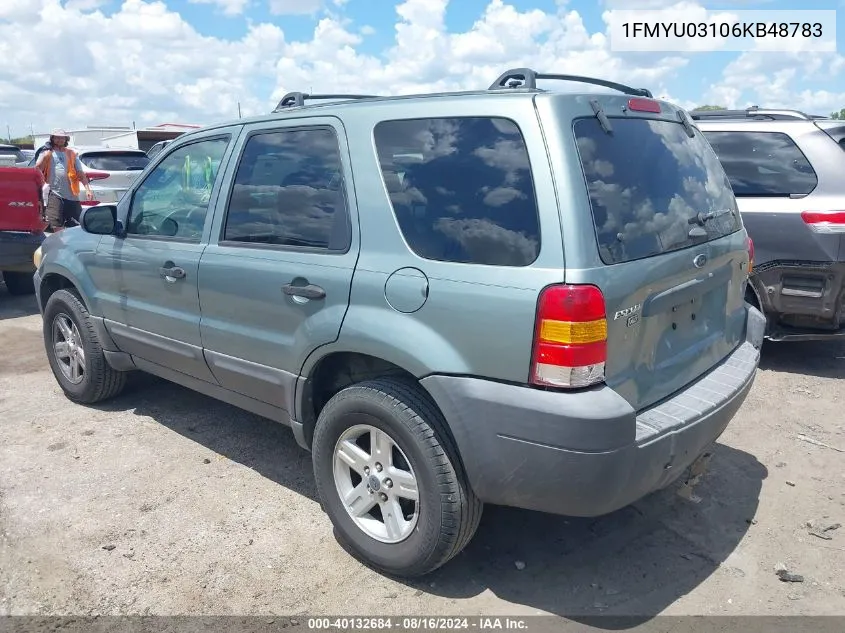 2006 Ford Escape Xlt/Xlt Sport VIN: 1FMYU03106KB48783 Lot: 40132684