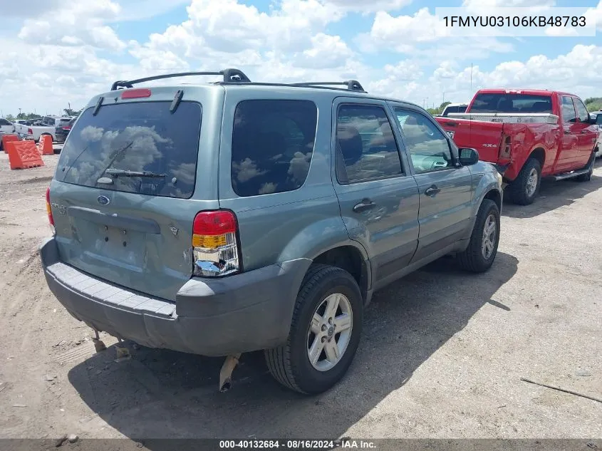 2006 Ford Escape Xlt/Xlt Sport VIN: 1FMYU03106KB48783 Lot: 40132684