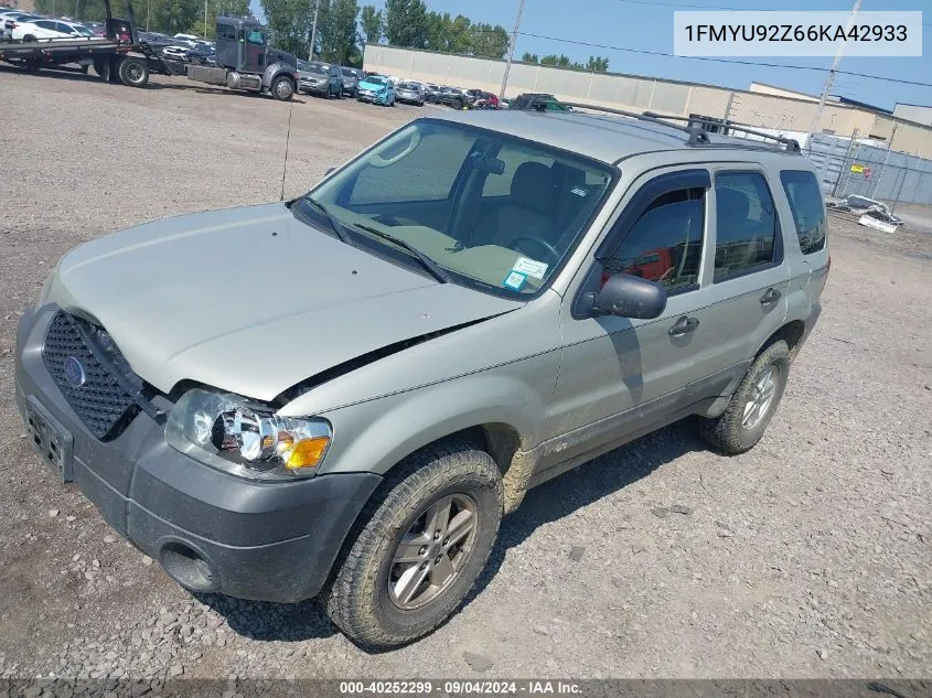 2006 Ford Escape Xls/Xls Manual VIN: 1FMYU92Z66KA42933 Lot: 40252299