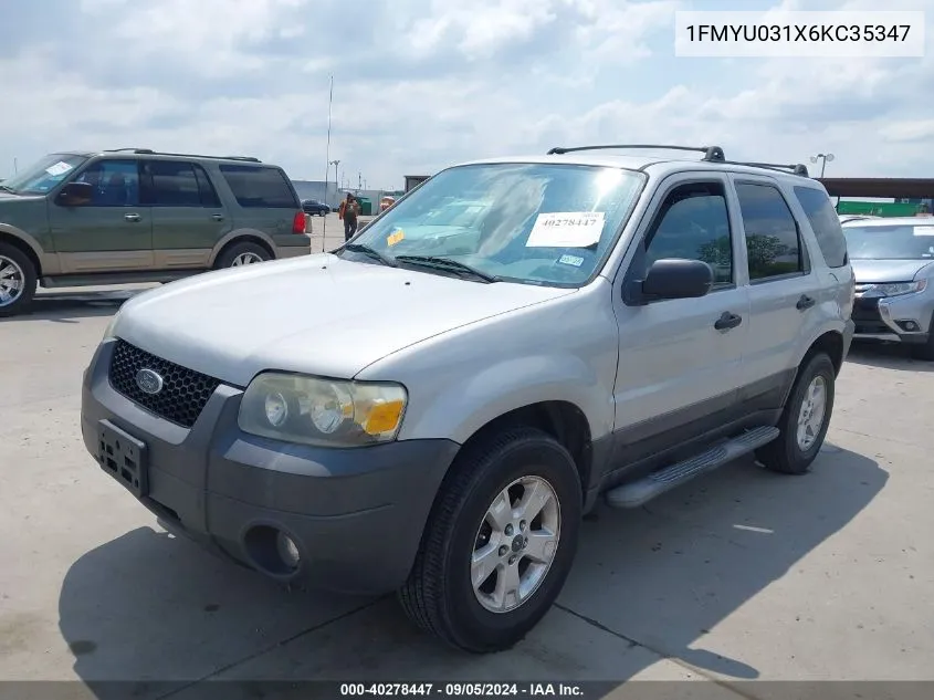 2006 Ford Escape Xlt/Xlt Sport VIN: 1FMYU031X6KC35347 Lot: 40278447