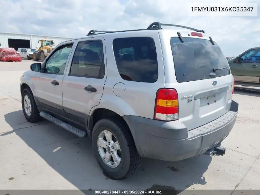 2006 Ford Escape Xlt/Xlt Sport VIN: 1FMYU031X6KC35347 Lot: 40278447