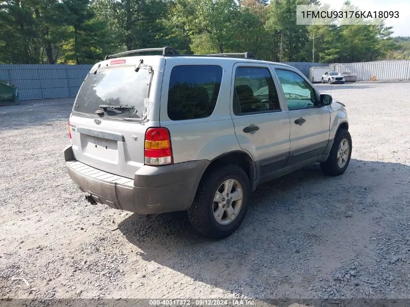 2006 Ford Escape Xlt VIN: 1FMCU93176KA18093 Lot: 40317372