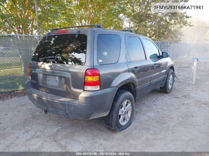 2006 Ford Escape Xlt/Xlt Sport VIN: 1FMYU93166KA71941 Lot: 40335156