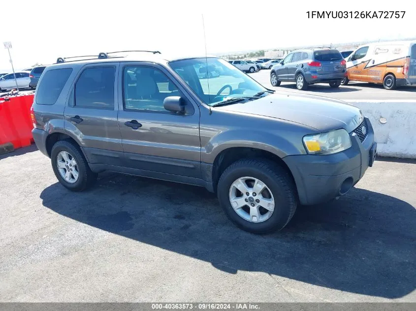 2006 Ford Escape Xlt/Xlt Sport VIN: 1FMYU03126KA72757 Lot: 40363573