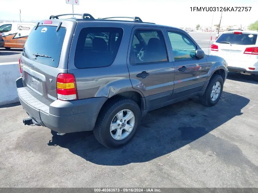 2006 Ford Escape Xlt/Xlt Sport VIN: 1FMYU03126KA72757 Lot: 40363573