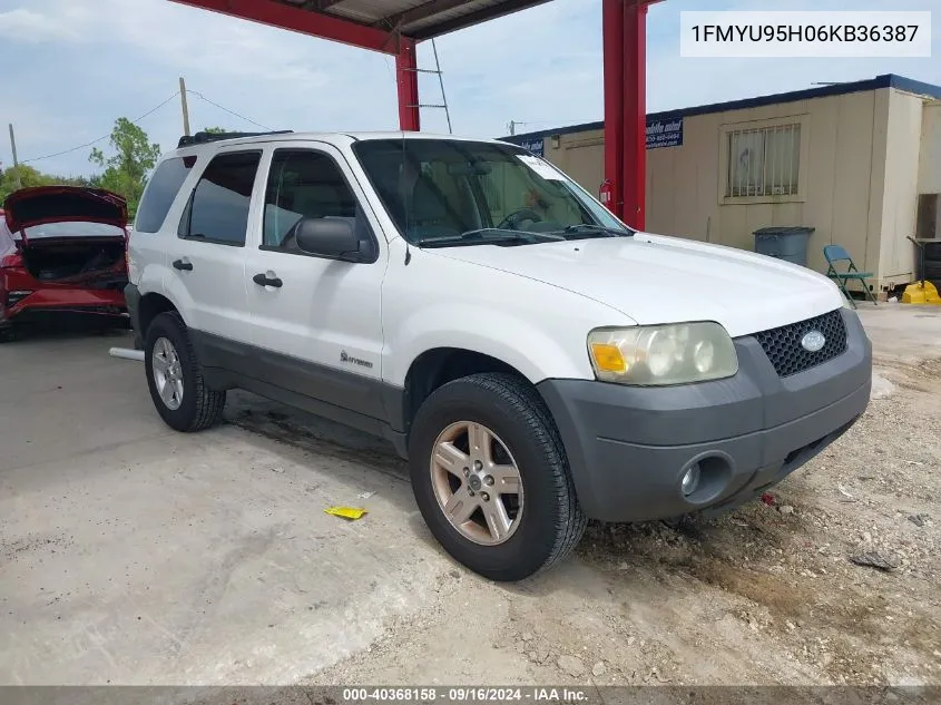 2006 Ford Escape Hybrid VIN: 1FMYU95H06KB36387 Lot: 40368158