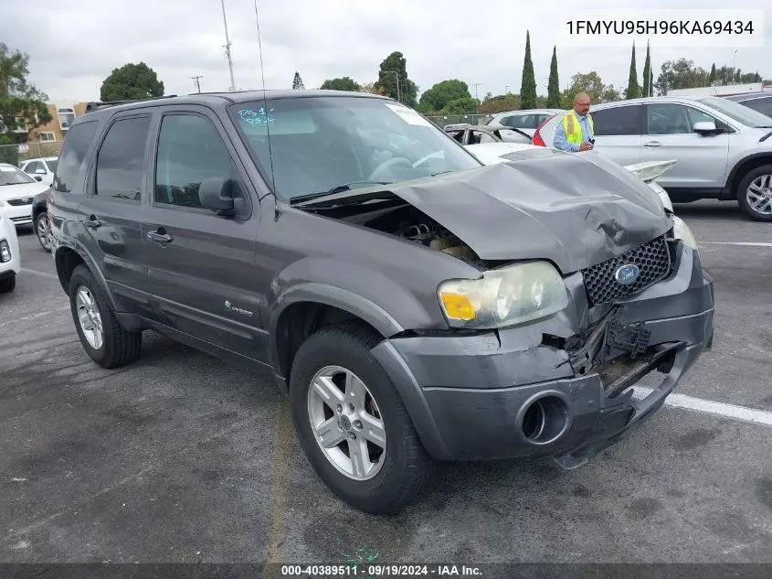 2006 Ford Escape Hybrid VIN: 1FMYU95H96KA69434 Lot: 40389511