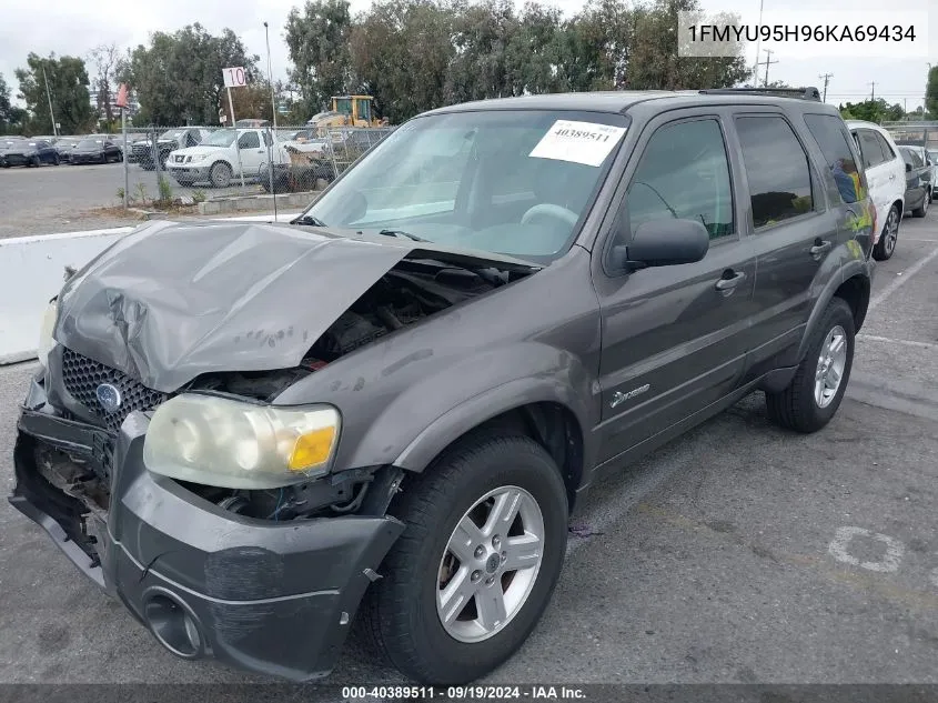 2006 Ford Escape Hybrid VIN: 1FMYU95H96KA69434 Lot: 40389511