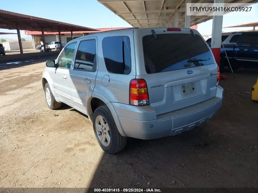 2006 Ford Escape Hybrid VIN: 1FMYU95H16KC05927 Lot: 40391415