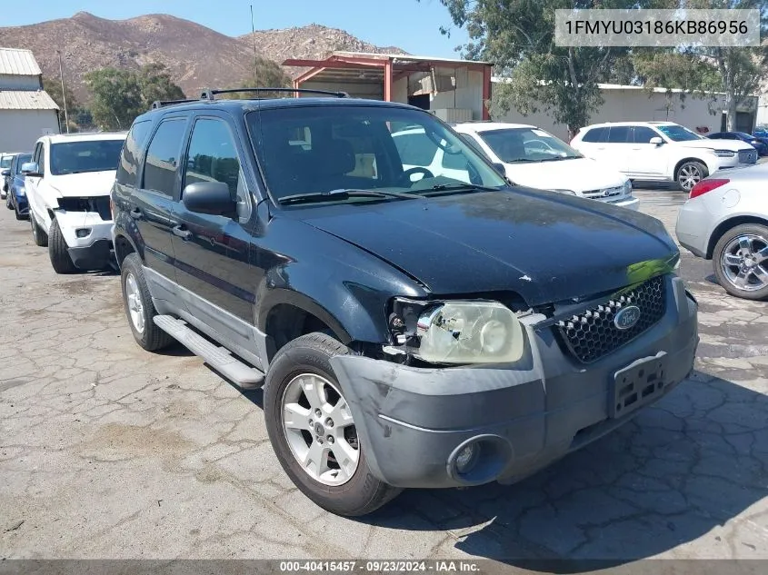 2006 Ford Escape Xlt/Xlt Sport VIN: 1FMYU03186KB86956 Lot: 40415457