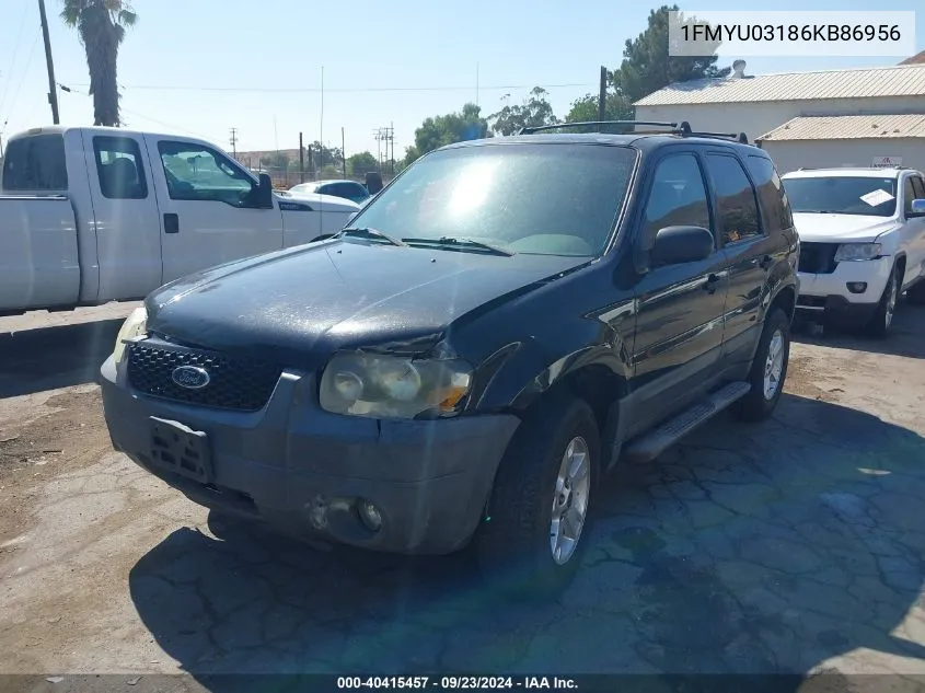 2006 Ford Escape Xlt/Xlt Sport VIN: 1FMYU03186KB86956 Lot: 40415457