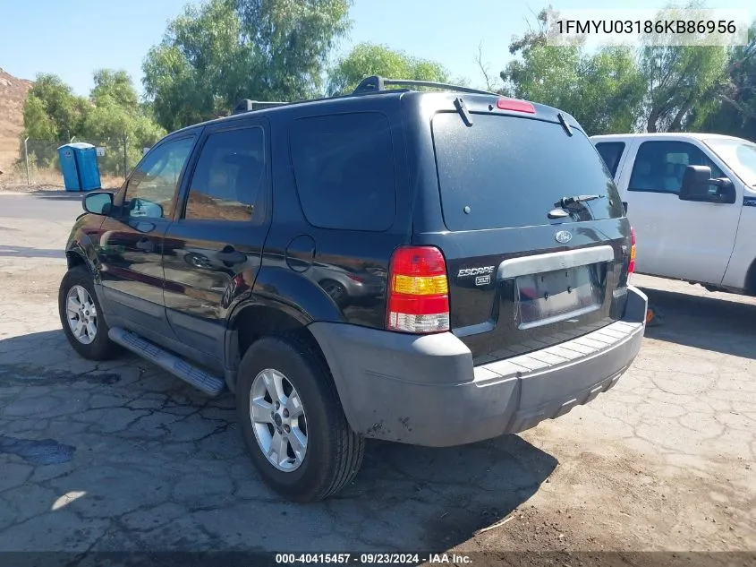 2006 Ford Escape Xlt/Xlt Sport VIN: 1FMYU03186KB86956 Lot: 40415457