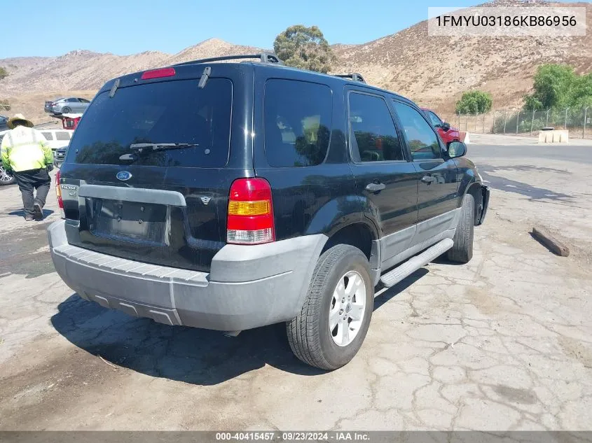 2006 Ford Escape Xlt/Xlt Sport VIN: 1FMYU03186KB86956 Lot: 40415457