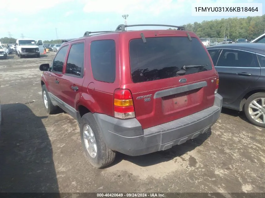 2006 Ford Escape Xlt/Xlt Sport VIN: 1FMYU031X6KB18464 Lot: 40420649