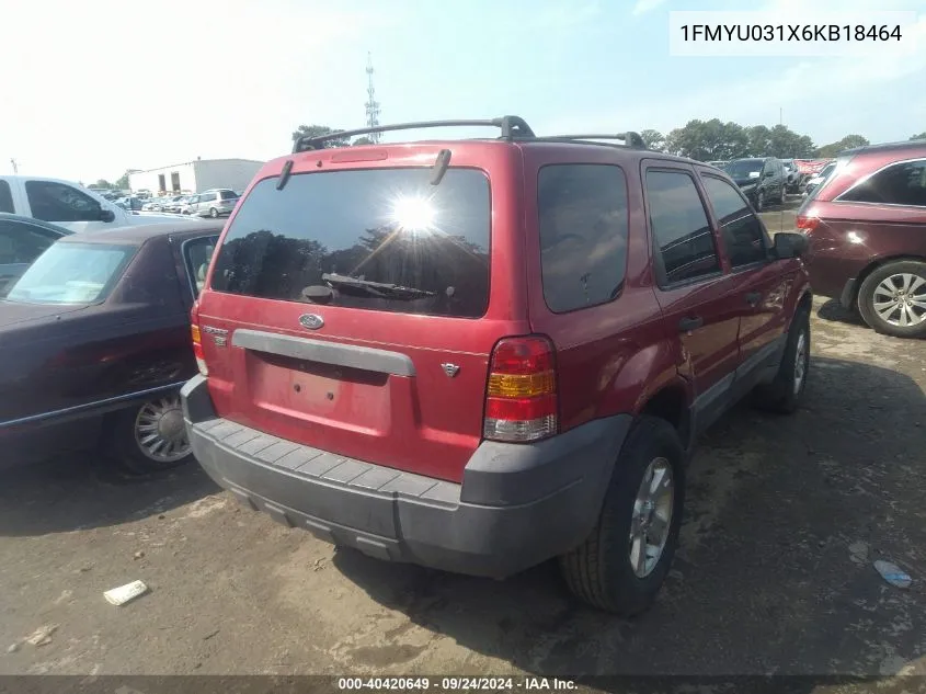 2006 Ford Escape Xlt/Xlt Sport VIN: 1FMYU031X6KB18464 Lot: 40420649