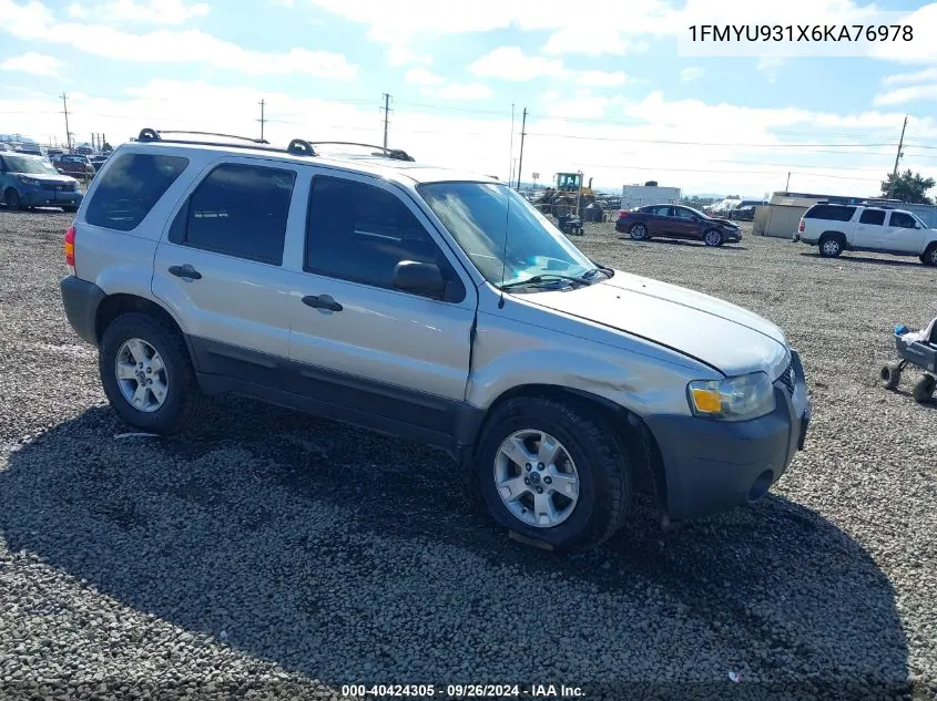 2006 Ford Escape Xlt/Xlt Sport VIN: 1FMYU931X6KA76978 Lot: 40424305