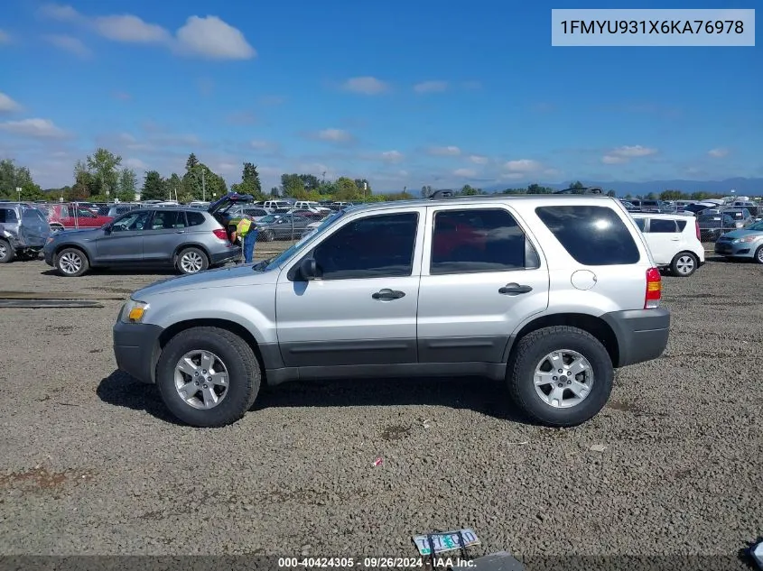 2006 Ford Escape Xlt/Xlt Sport VIN: 1FMYU931X6KA76978 Lot: 40424305