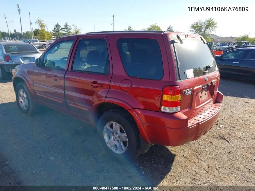 2006 Ford Escape Limited VIN: 1FMYU94106KA76809 Lot: 40477500