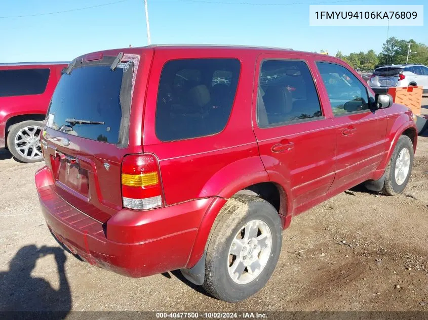 2006 Ford Escape Limited VIN: 1FMYU94106KA76809 Lot: 40477500