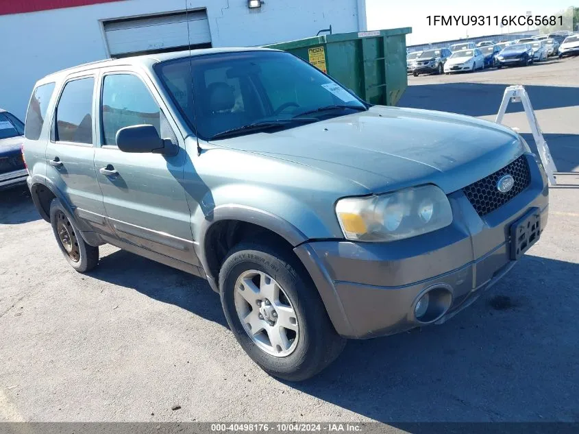 2006 Ford Escape Xlt/Xlt Sport VIN: 1FMYU93116KC65681 Lot: 40498176