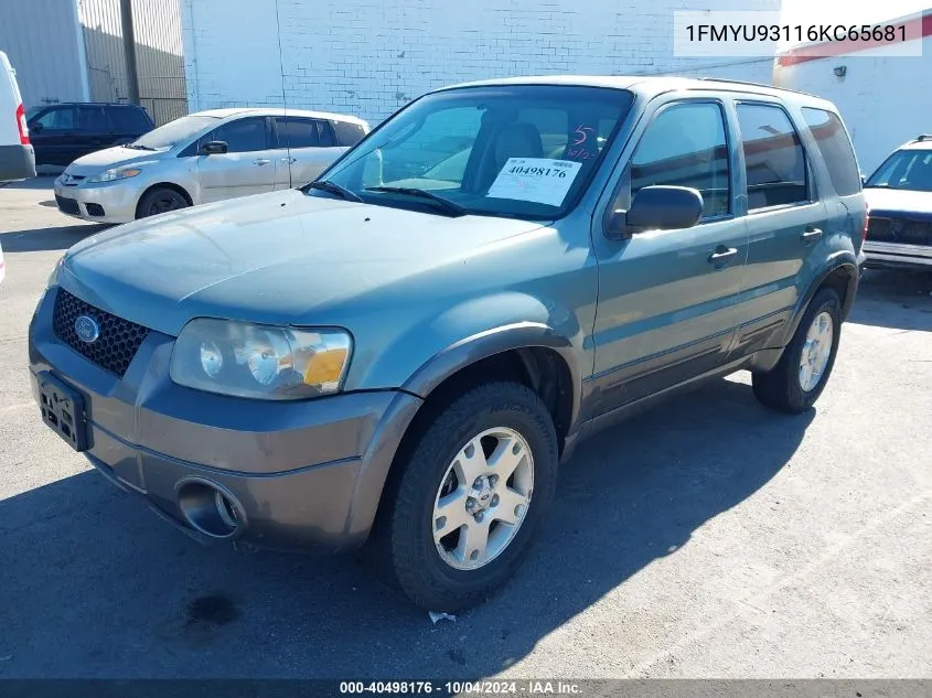 2006 Ford Escape Xlt/Xlt Sport VIN: 1FMYU93116KC65681 Lot: 40498176