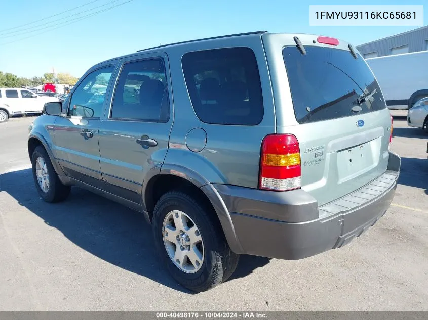 2006 Ford Escape Xlt/Xlt Sport VIN: 1FMYU93116KC65681 Lot: 40498176