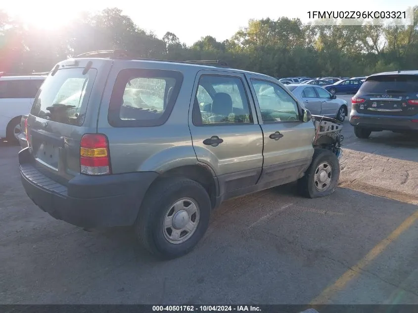 2006 Ford Escape Xls/Xls Manual VIN: 1FMYU02Z96KC03321 Lot: 40501762