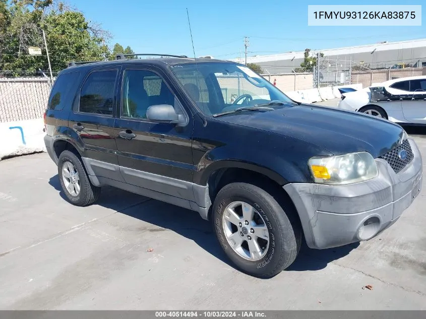 2006 Ford Escape Xlt/Xlt Sport VIN: 1FMYU93126KA83875 Lot: 40514494