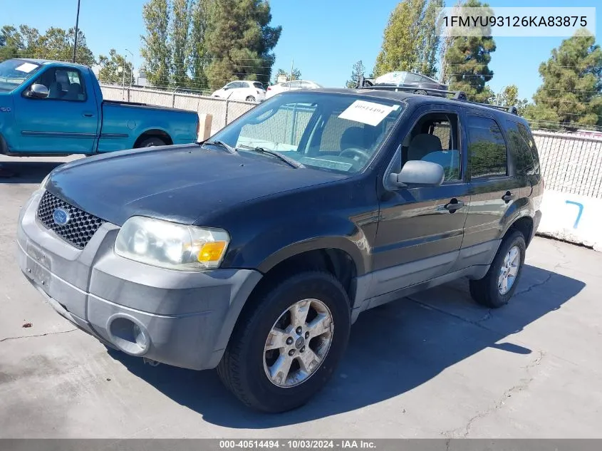 2006 Ford Escape Xlt/Xlt Sport VIN: 1FMYU93126KA83875 Lot: 40514494