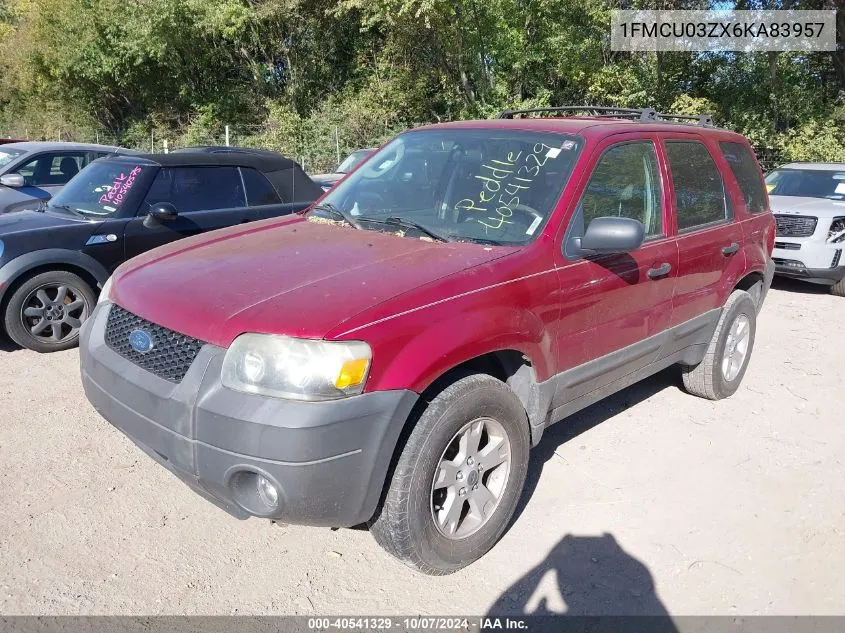 2006 Ford Escape Xlt VIN: 1FMCU03ZX6KA83957 Lot: 40541329