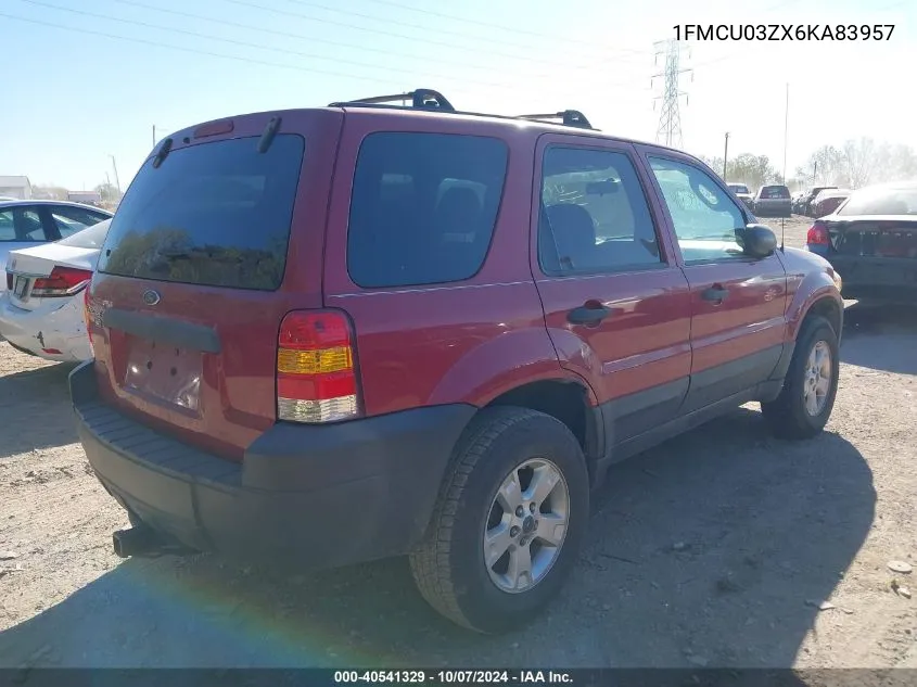 2006 Ford Escape Xlt VIN: 1FMCU03ZX6KA83957 Lot: 40541329