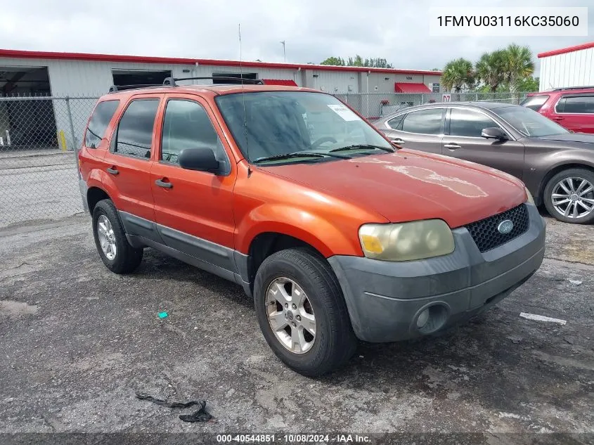 2006 Ford Escape Xlt VIN: 1FMYU03116KC35060 Lot: 40544851