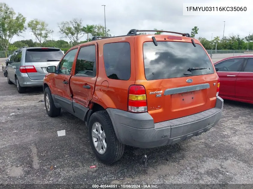 2006 Ford Escape Xlt VIN: 1FMYU03116KC35060 Lot: 40544851