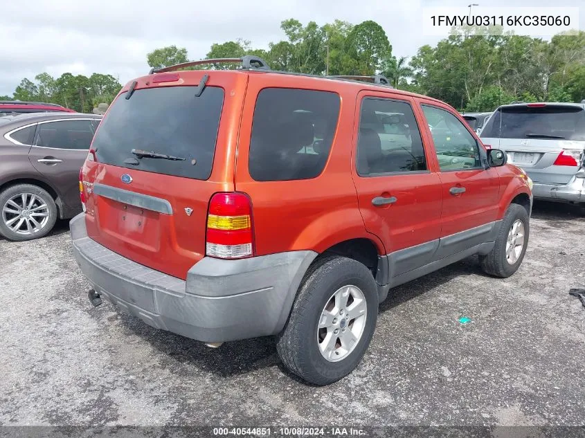 2006 Ford Escape Xlt VIN: 1FMYU03116KC35060 Lot: 40544851