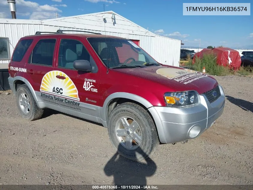 2006 Ford Escape Hybrid VIN: 1FMYU96H16KB36574 Lot: 40575365