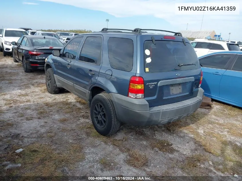 2006 Ford Escape Xls/Xls Manual VIN: 1FMYU02Z16KA41359 Lot: 40609463