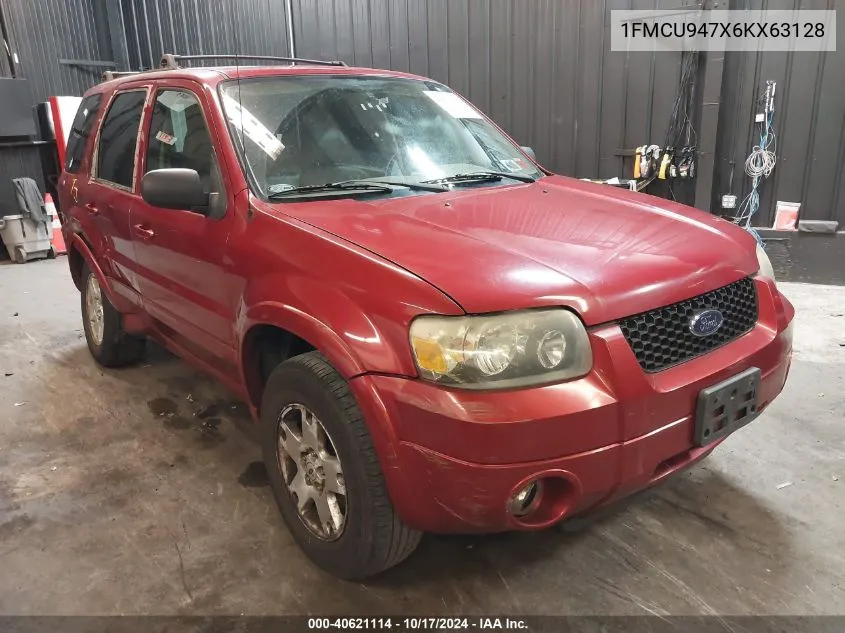 2006 Ford Escape VIN: 1FMCU947X6KX63128 Lot: 40621114