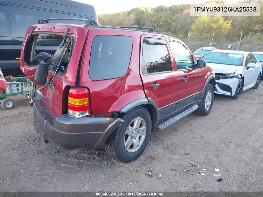 2006 Ford Escape Xlt/Xlt Sport VIN: 1FMYU93126KA25538 Lot: 40623620