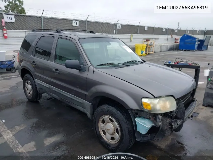 2006 Ford Escape Xls VIN: 1FMCU02Z66KA96819 Lot: 40630814