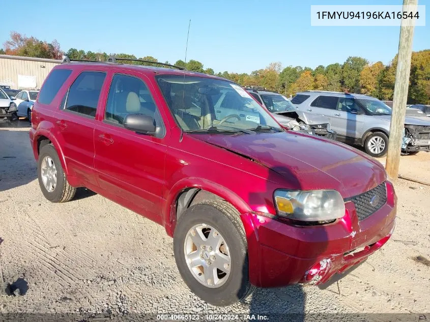 2006 Ford Escape Limited VIN: 1FMYU94196KA16544 Lot: 40665123