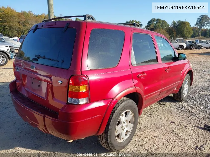 2006 Ford Escape Limited VIN: 1FMYU94196KA16544 Lot: 40665123