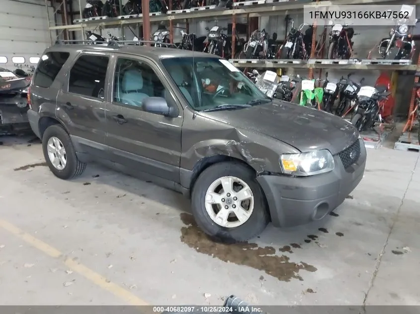 2006 Ford Escape Xlt VIN: 1FMYU93166KB47562 Lot: 40682097