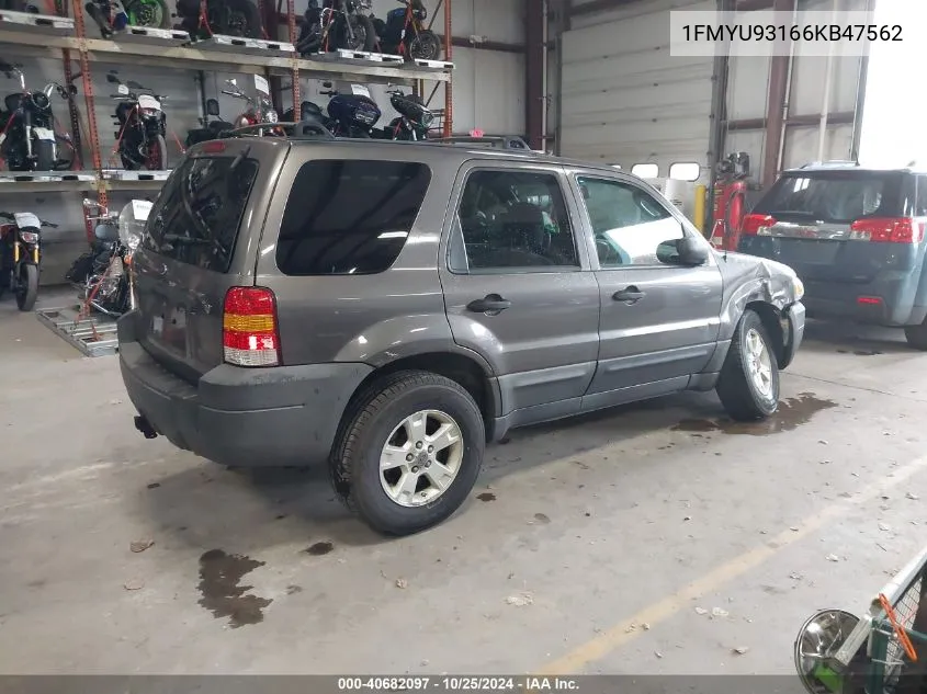 2006 Ford Escape Xlt VIN: 1FMYU93166KB47562 Lot: 40682097