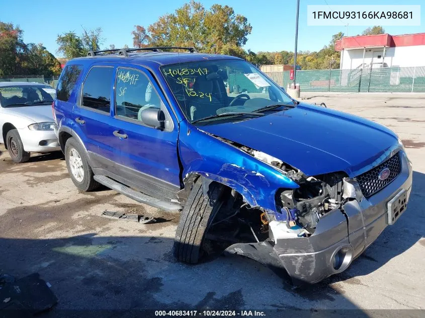 2006 Ford Escape Xlt/Xlt Sport VIN: 1FMCU93166KA98681 Lot: 40683417