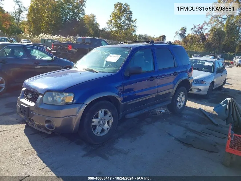 2006 Ford Escape Xlt/Xlt Sport VIN: 1FMCU93166KA98681 Lot: 40683417