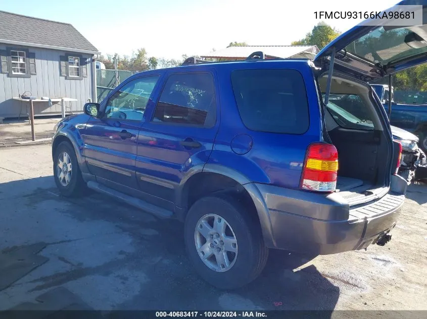 2006 Ford Escape Xlt/Xlt Sport VIN: 1FMCU93166KA98681 Lot: 40683417