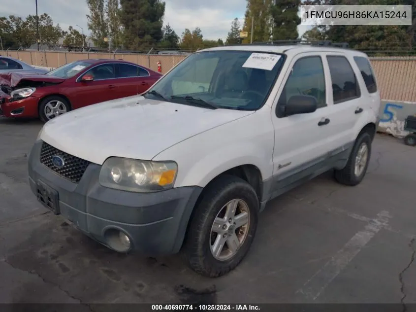 2006 Ford Escape Hybrid VIN: 1FMCU96H86KA15244 Lot: 40690774