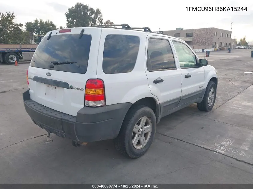 2006 Ford Escape Hybrid VIN: 1FMCU96H86KA15244 Lot: 40690774