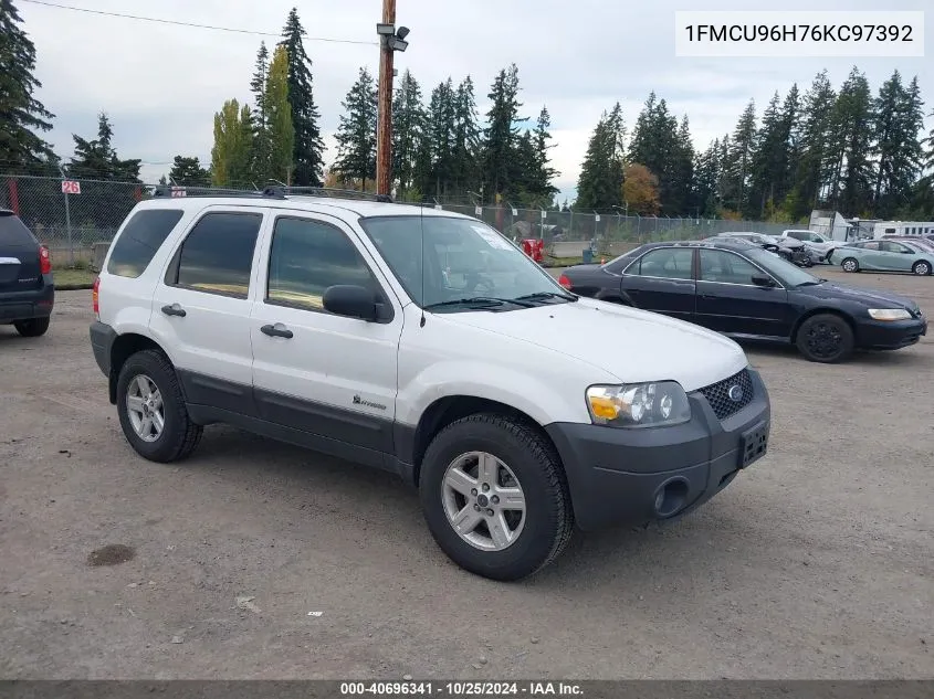 2006 Ford Escape Hybrid VIN: 1FMCU96H76KC97392 Lot: 40696341